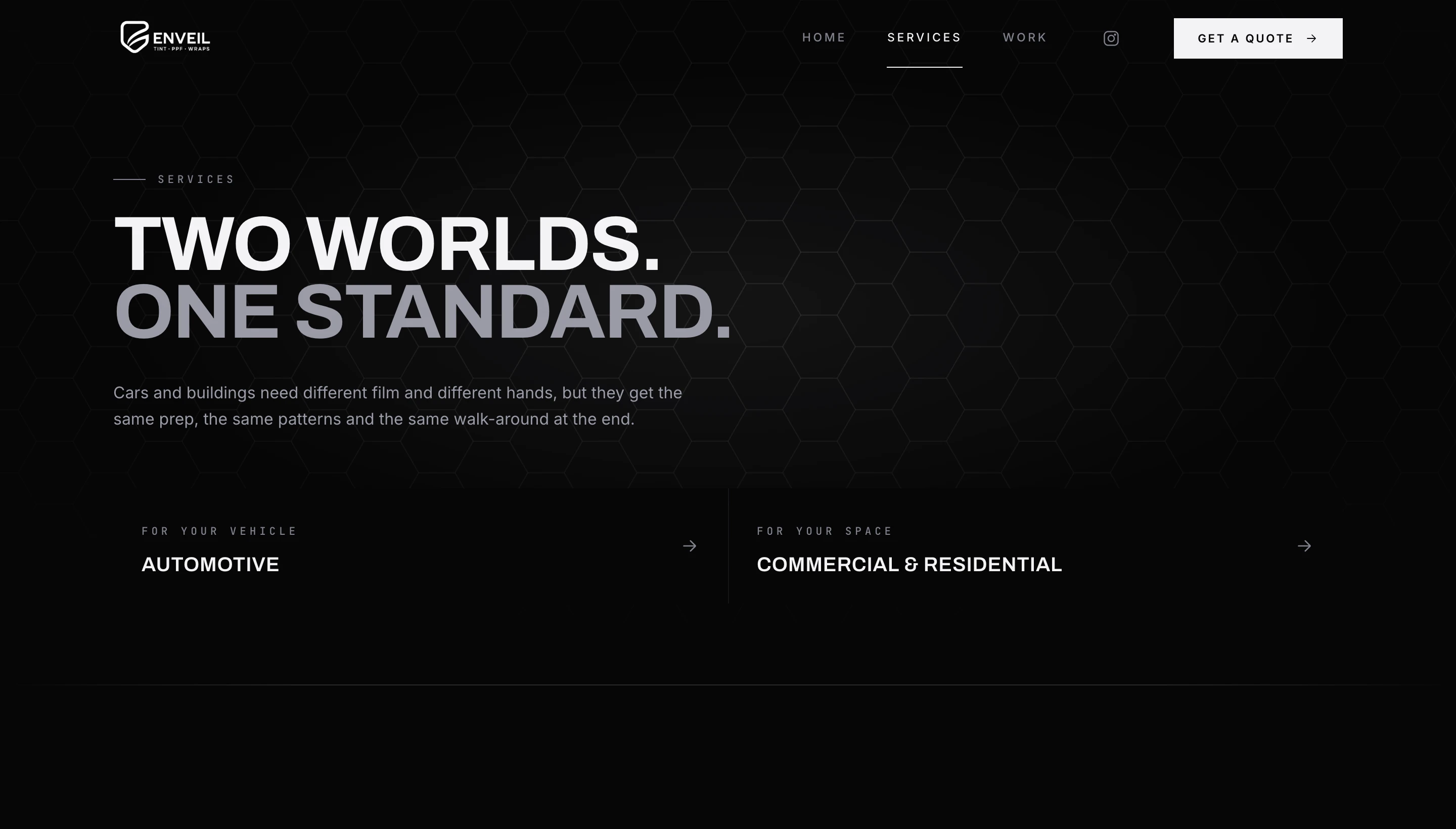 Services page: automotive and architectural film